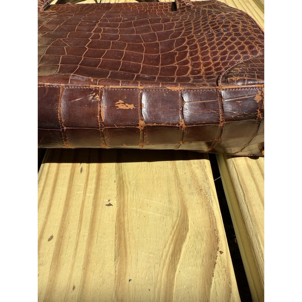 Vintage Lucille De Paris Saks 5th Avenue Brown Alligator Purse Handbag - Picture 8 of 16